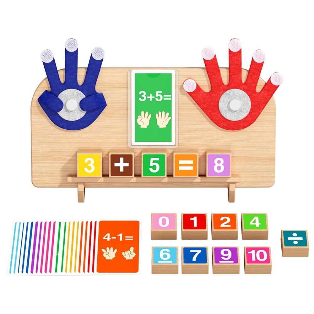 MWDH-2517 Math Finger Counting Wooden Number Math Learning Game Educational Toy Kids Gift - Multi-color