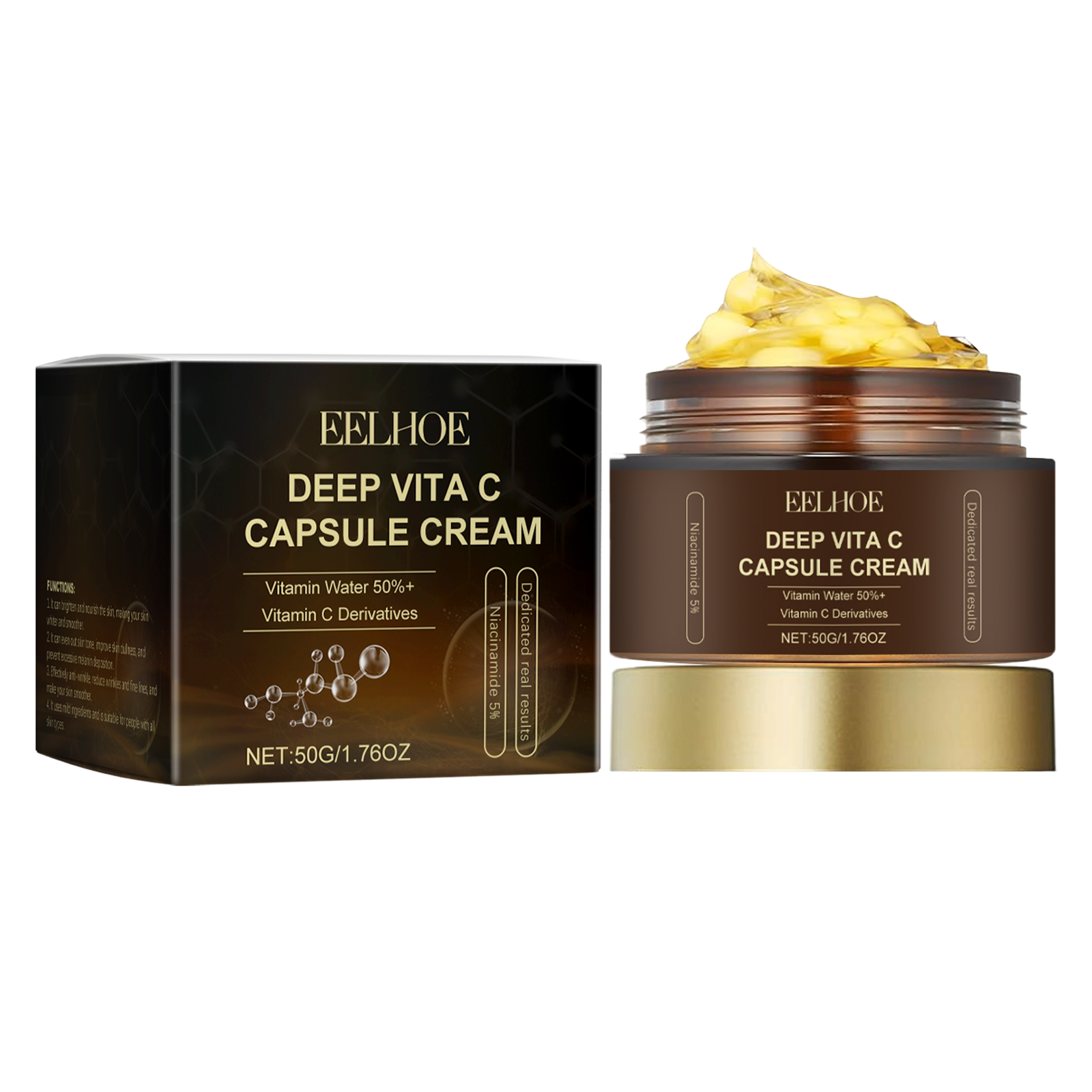 EELHOE 50g Vitamin C Moisturizing Cream Reduce Dark Spots Skin Brightening Nourishing Care