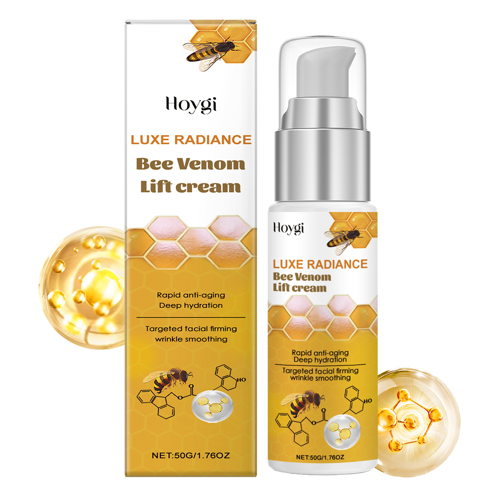 HOYGI Bee Venom Anti-Wrinkle Firming Lifting Cream 50g for Face and Neck Nourishing Moisturizing Tightening