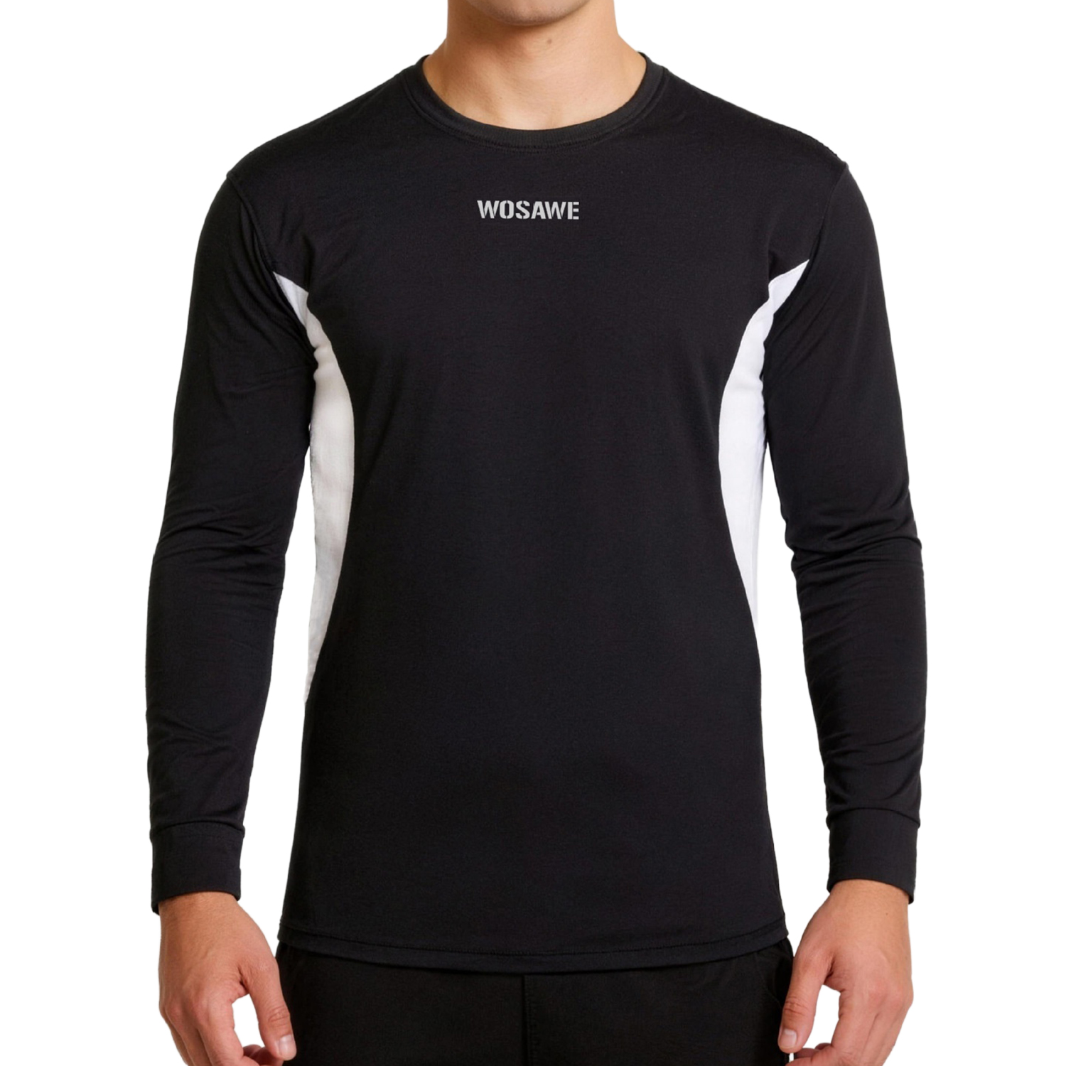 WOSAWE BF291 Cycling Jersey Breathable Quick Dry Long Sleeve Top for Running Fitness Basketball Training - BF291/B Black | Asian 2XL/European XL