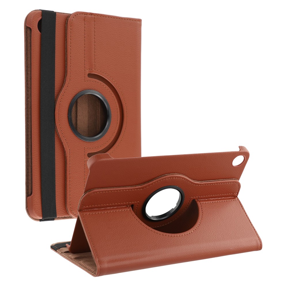 Xiaomi Redmi Pad 2 9.7 Case Rotating Stand PU Leather + PC Tablet Cover with Elastic Band - Brown