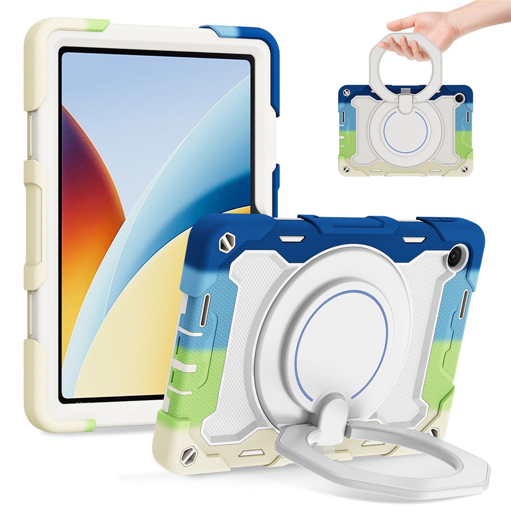 Xiaomi Redmi Pad 2 9.7 Kickstand Case Silicone Shockproof Rugged Tablet Cover - Colorful Blue