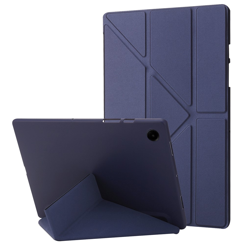 Samsung Galaxy Tab A11 / A9 Case PU Leather+Silicone Cover with Origami Stand - Dark Blue