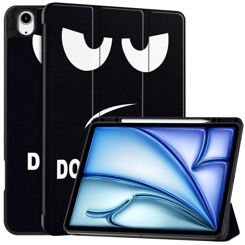 iPad Air 13 (2026) / (2025) / (2024) Case Pattern Printing Tri-Fold Stand Leather Cover with Pen Slot - Don't Touch Me
