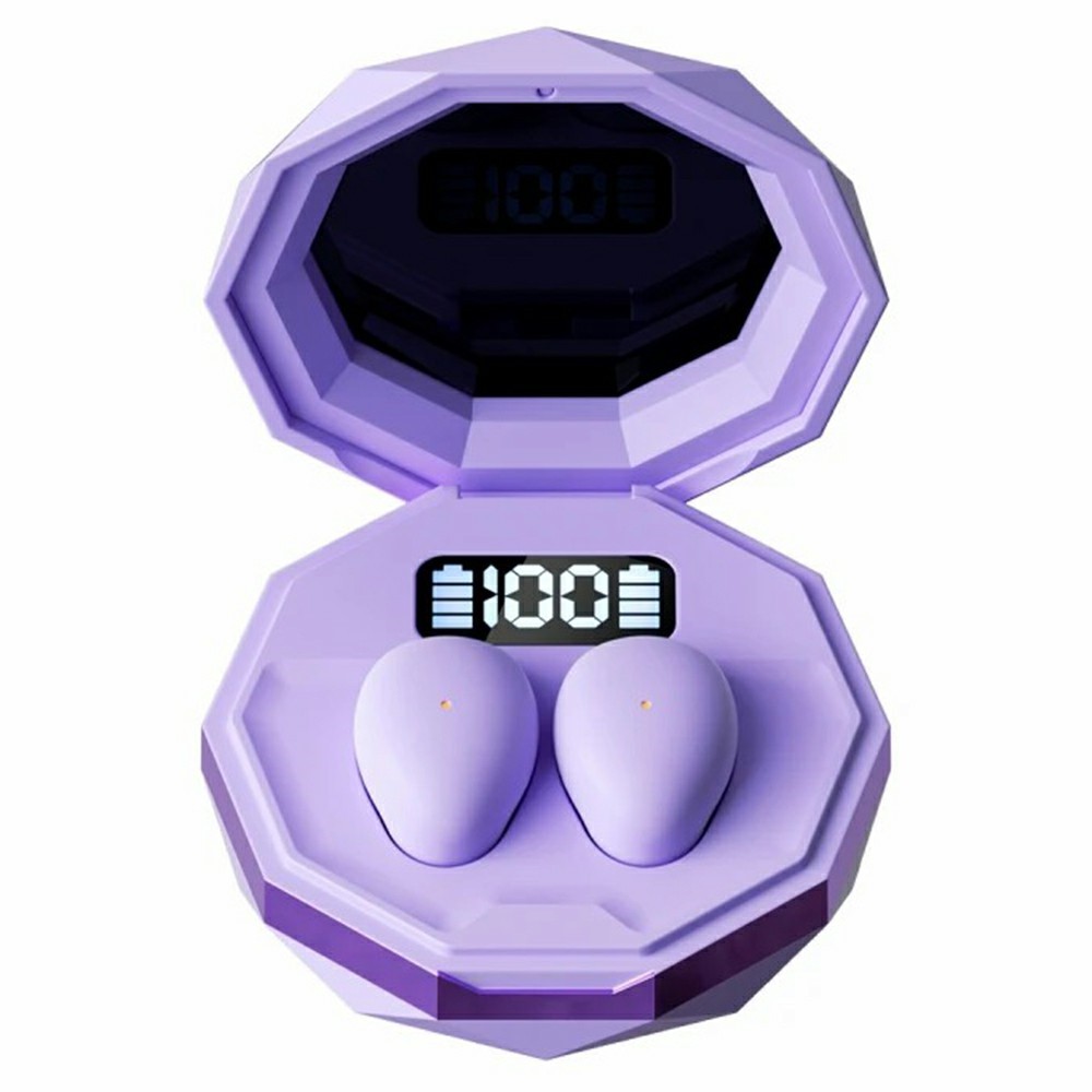 MY001 Sleep TWS Bluetooth Earbuds In-Ear Music Earphones with Digital Display Charging Case - Purple