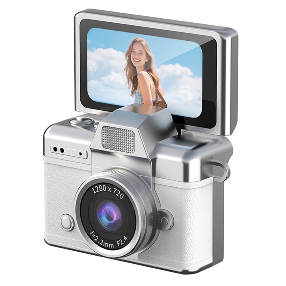 LK-027 Mini Retro Thumb Camera 1.47 Inch Flip Screen Digital Camera HD Video Recording CCD - White