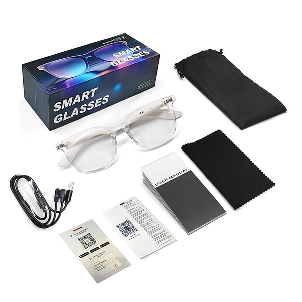 F70 AI Smart Bluetooth Glasses Cycling Driving Call Photochromic Lens Eyeglasses - Transparency Frame / Anti Blue-Ray Lens