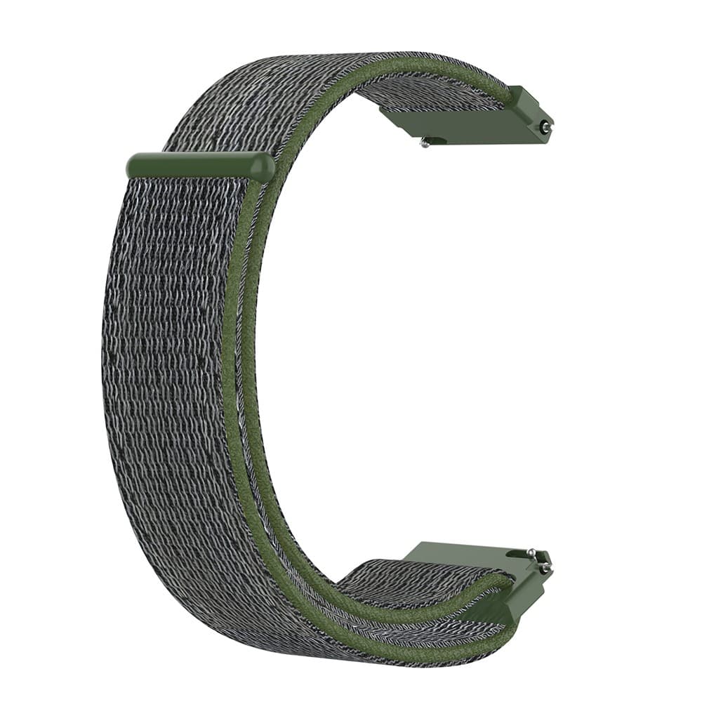 Samsung Galaxy Watch 42mm SM-R810 20mm Loop Fastener Nylon Watch Band Strap - Grey / Army Green