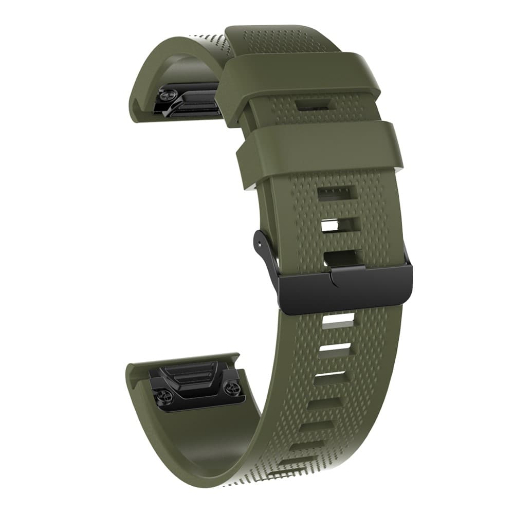 26mm Silicone Watch Band for Garmin Fenix 5X / 5X Plus / Fenix 3 / 3 HR Adjustable Wrist Strap with Black Buckle - Army Green