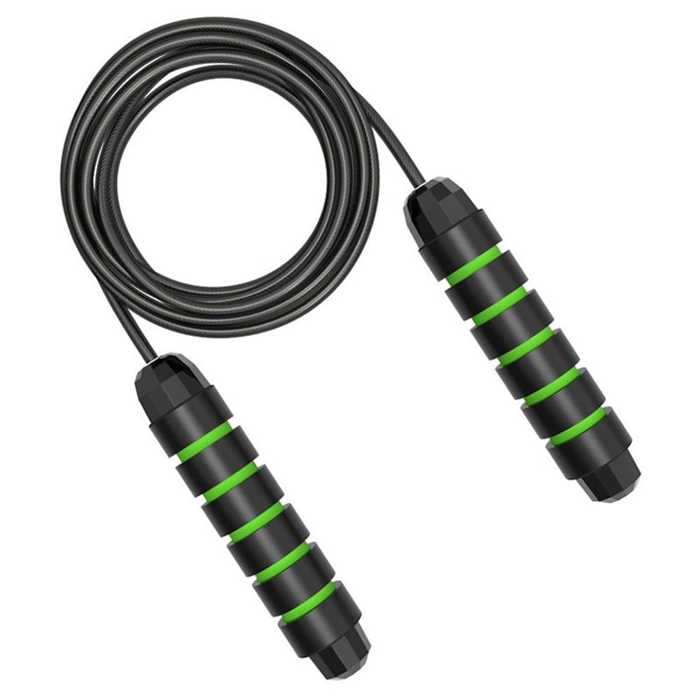 Adjustable Fitness Exercise Jump Skipping Rope with Thickening Non-slip Foam Handle - Green
