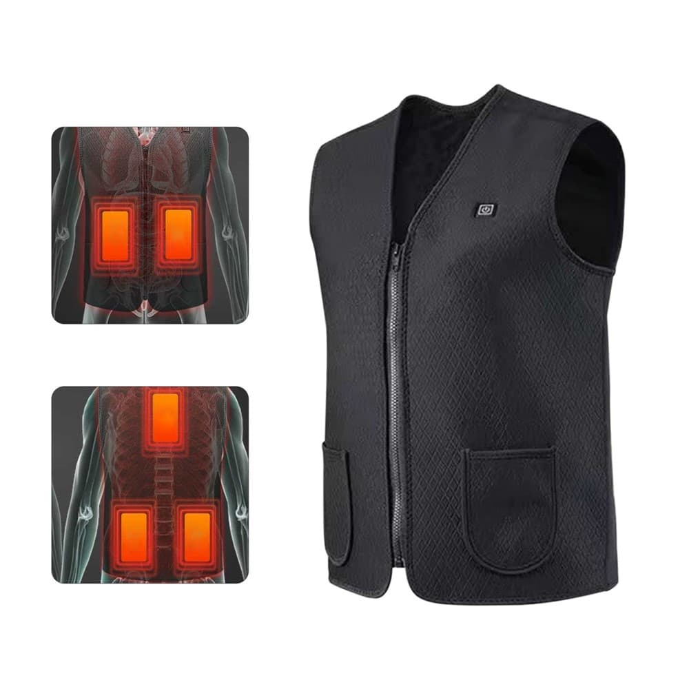 Men Heated Vest Winter Warm Heated Vest Heating Jacket Light USB Electric Warm Clothes for Outdoor Running Cycling Biking Driving Hiking(Battery Not