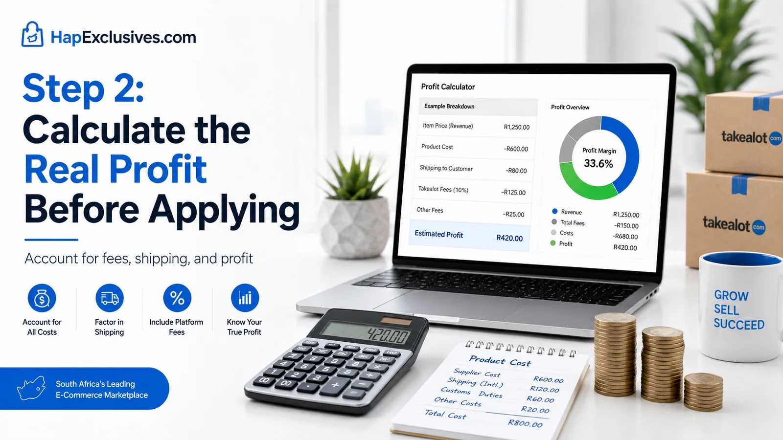 Illustration of a Takealot seller profit calculation