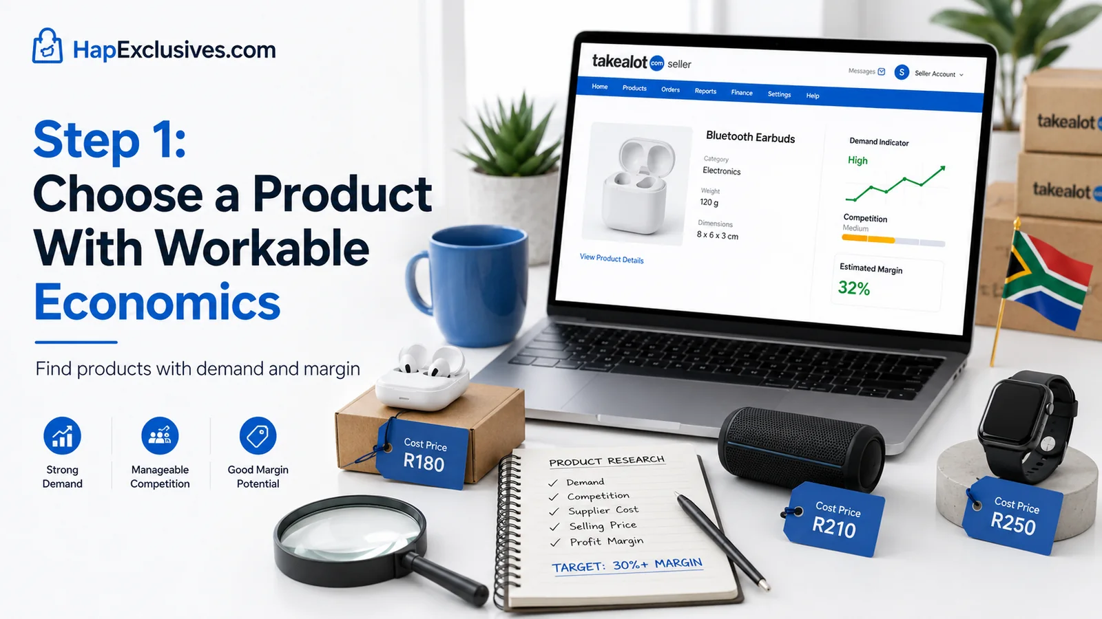 Illustration of product research for a profitable Takealot product