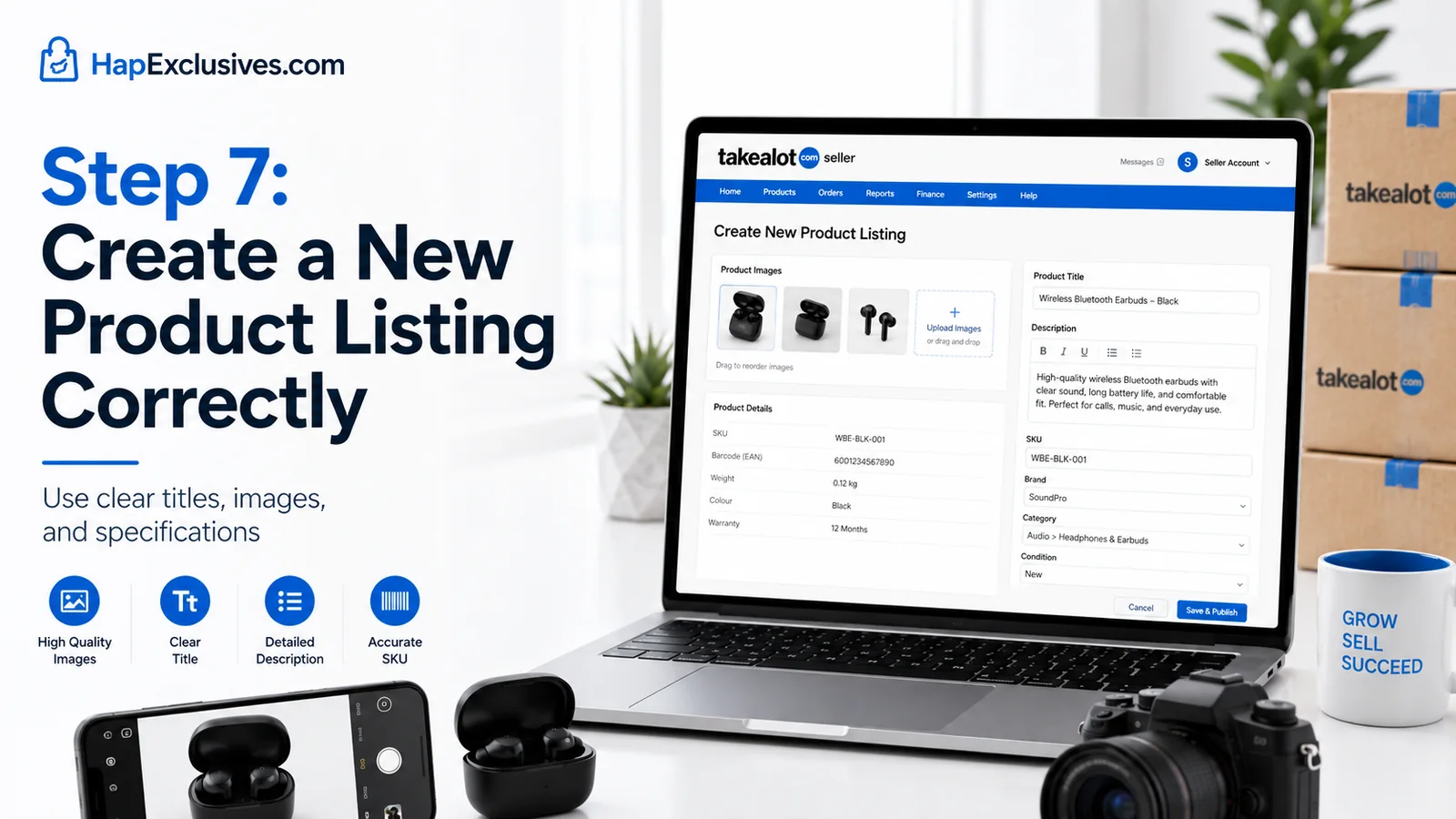 Illustration of creating an accurate Takealot product listing